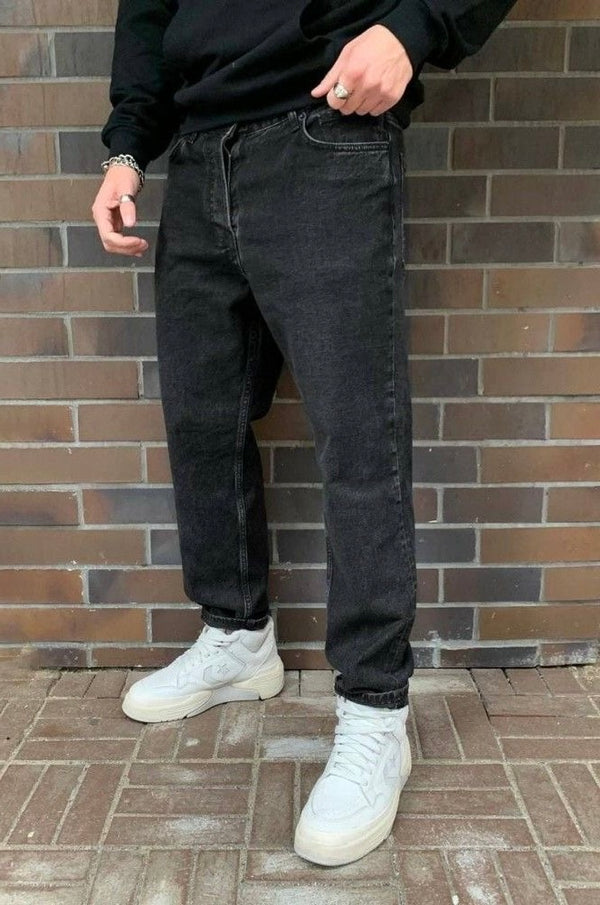 بنطرون بوي فريند رصاصي غامق